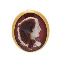 YELLOW GOLD AND AGATE CAMEO PENDANT/BROOCH