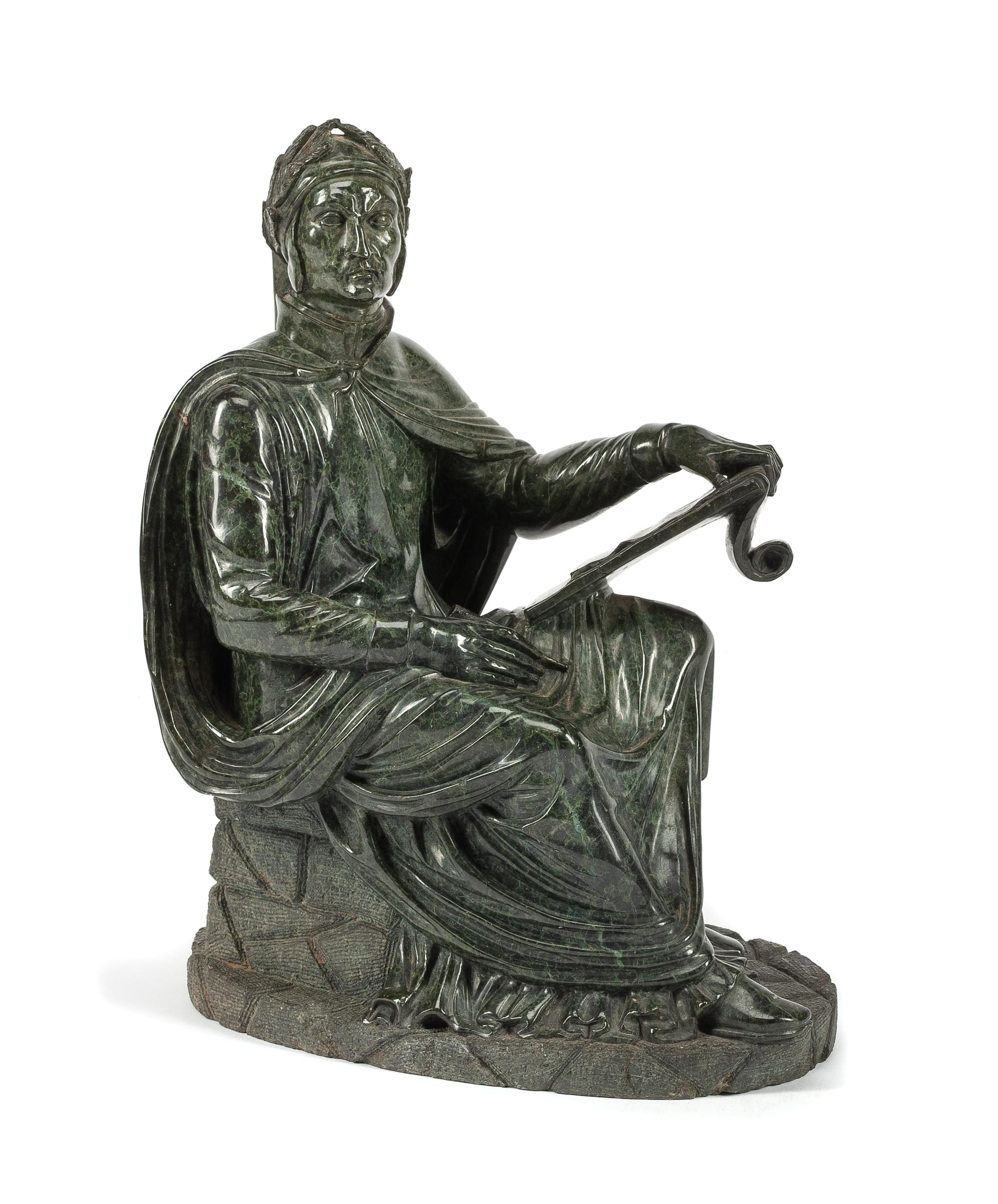 An Italian Marble Figure of Dante Alighieri Height 17 inches. — 19TH CENTURY