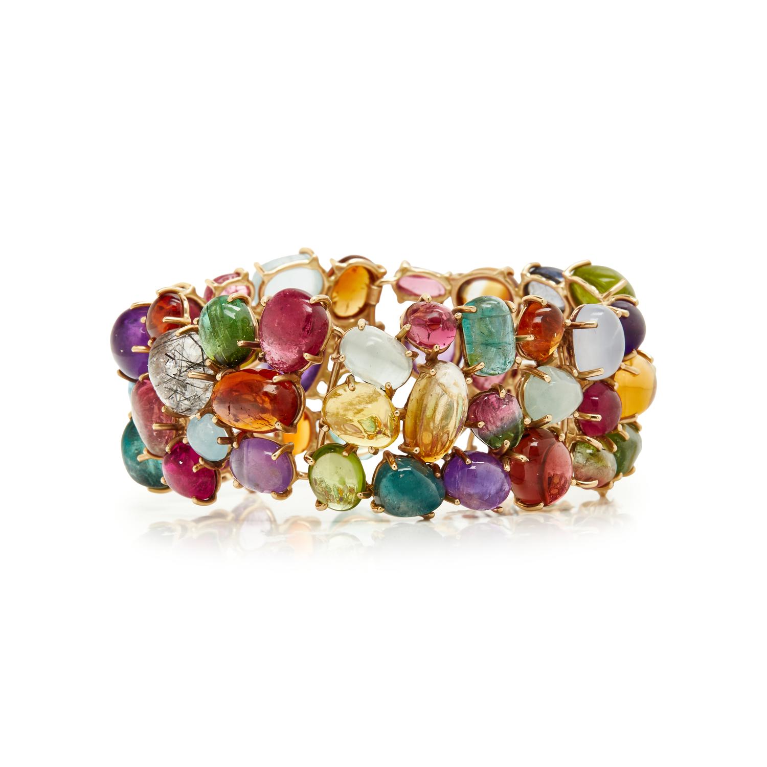 YELLOW GOLD AND MULTIGEM BRACELET