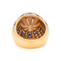 CULTURED MABE PEARL, DIAMOND AND SAPPHIRE RING