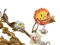 A Continental Gilt Bronze and Porcelain Figural Mantel Clock