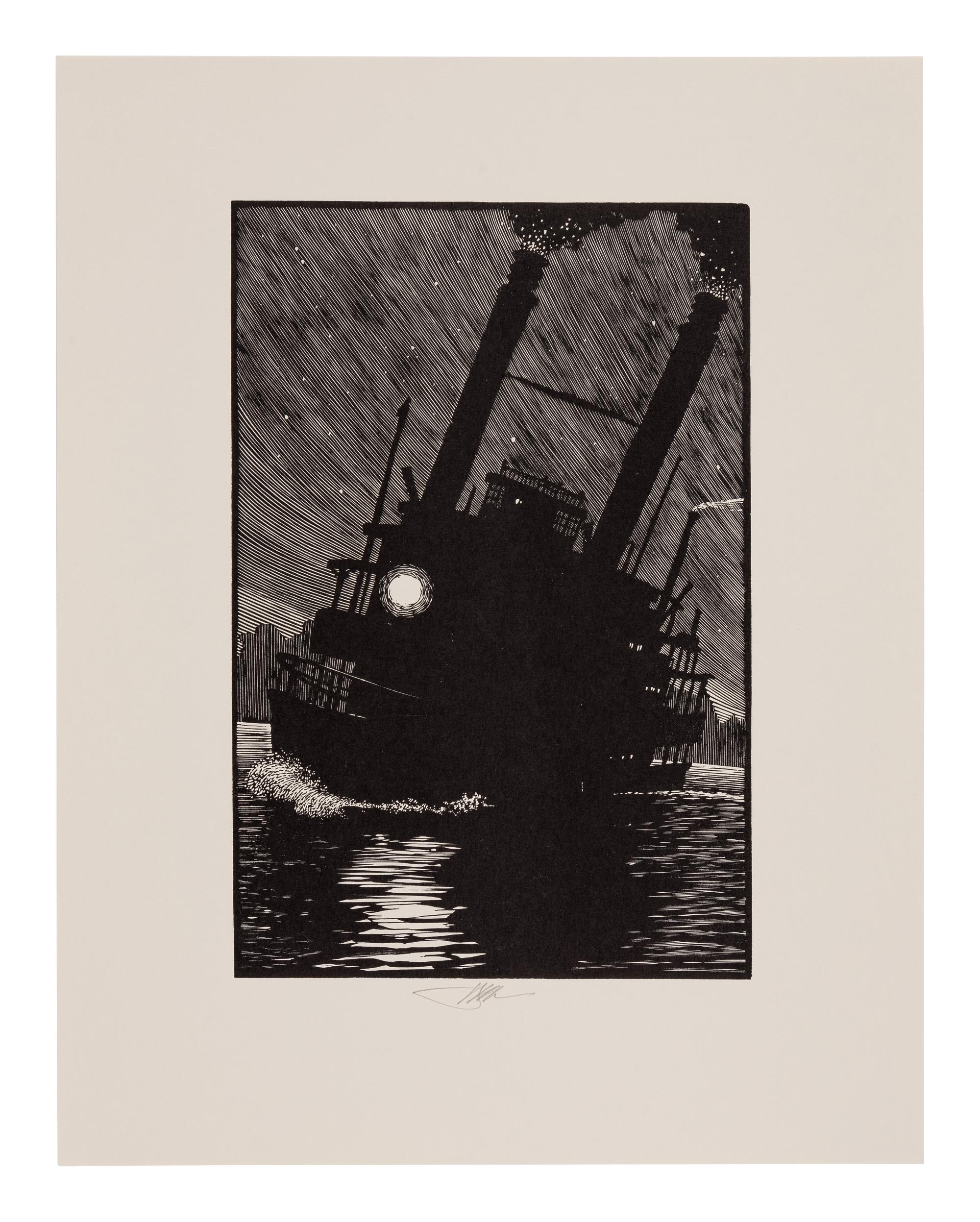 [MOSER, Barry, illustrator]. CLEMENS, Samuel Langhorne (1835-1910). Adventures of Huckleberry Finn. West Hatfield, MA: Pennyroyal Press, 1985.