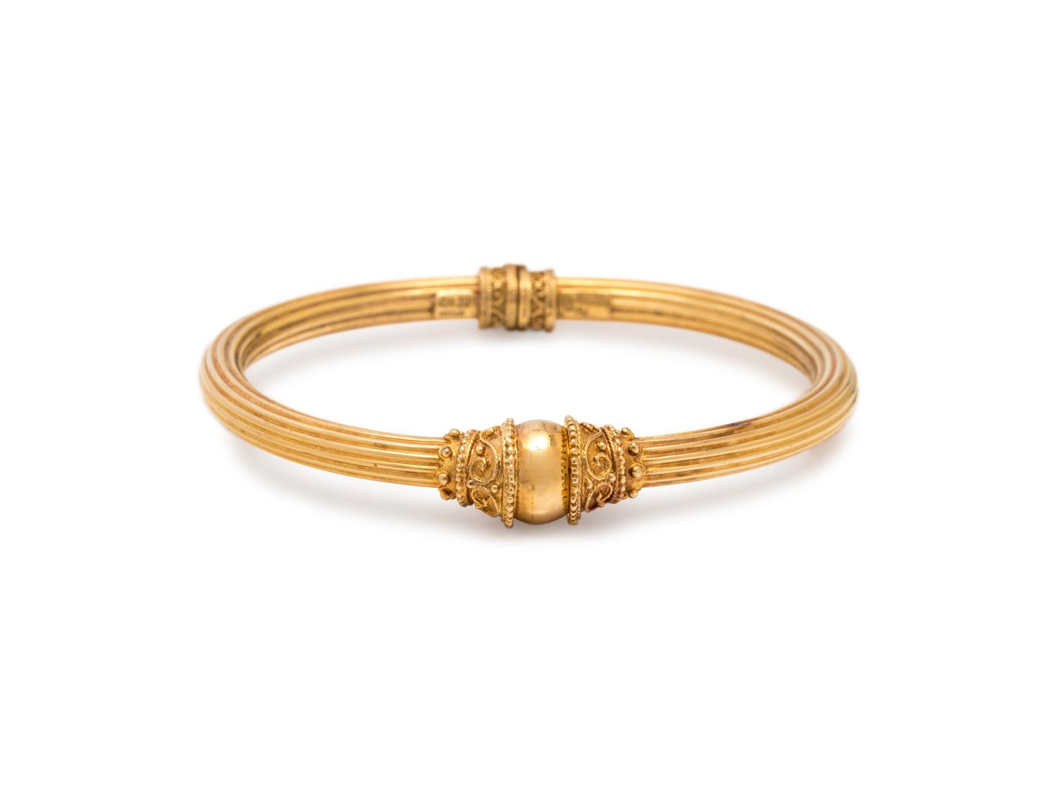 LALAOUNIS, YELLOW GOLD BANGLE BRACELET