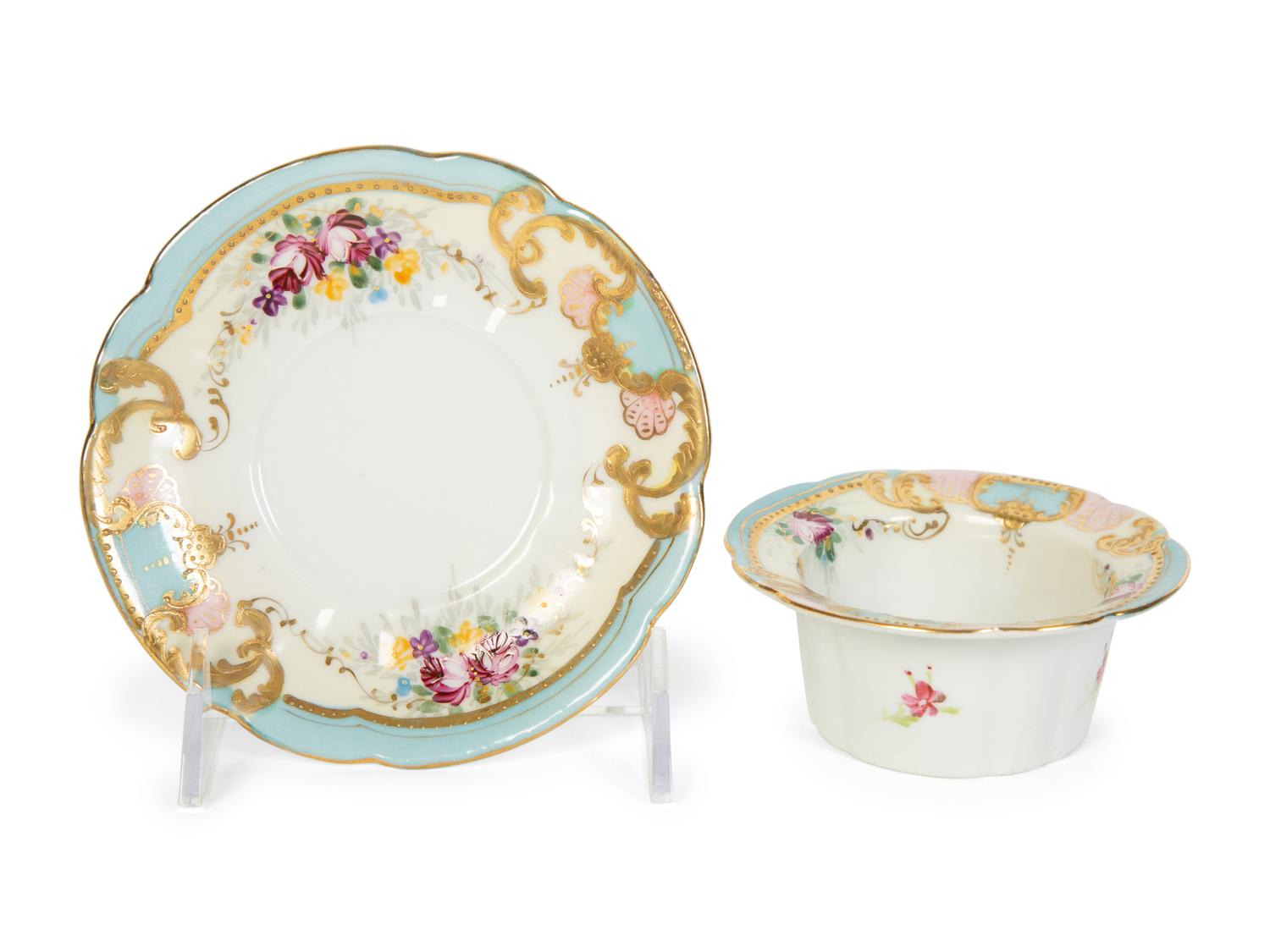 Seven Continental Porcelain Ramekins with Saucers