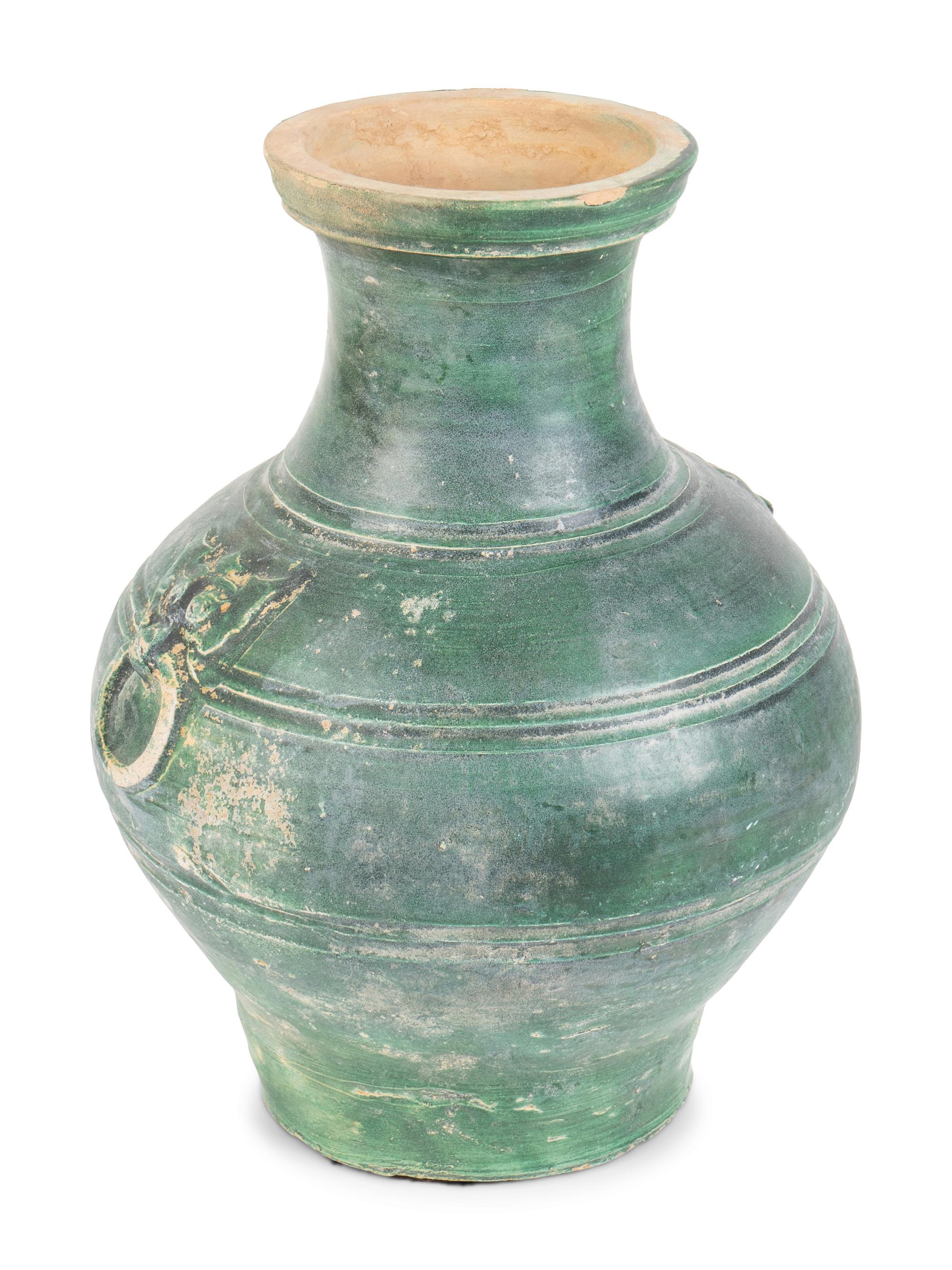 A Chinese Green-Glazed Hu-Form Vase — HAN DYNASTY