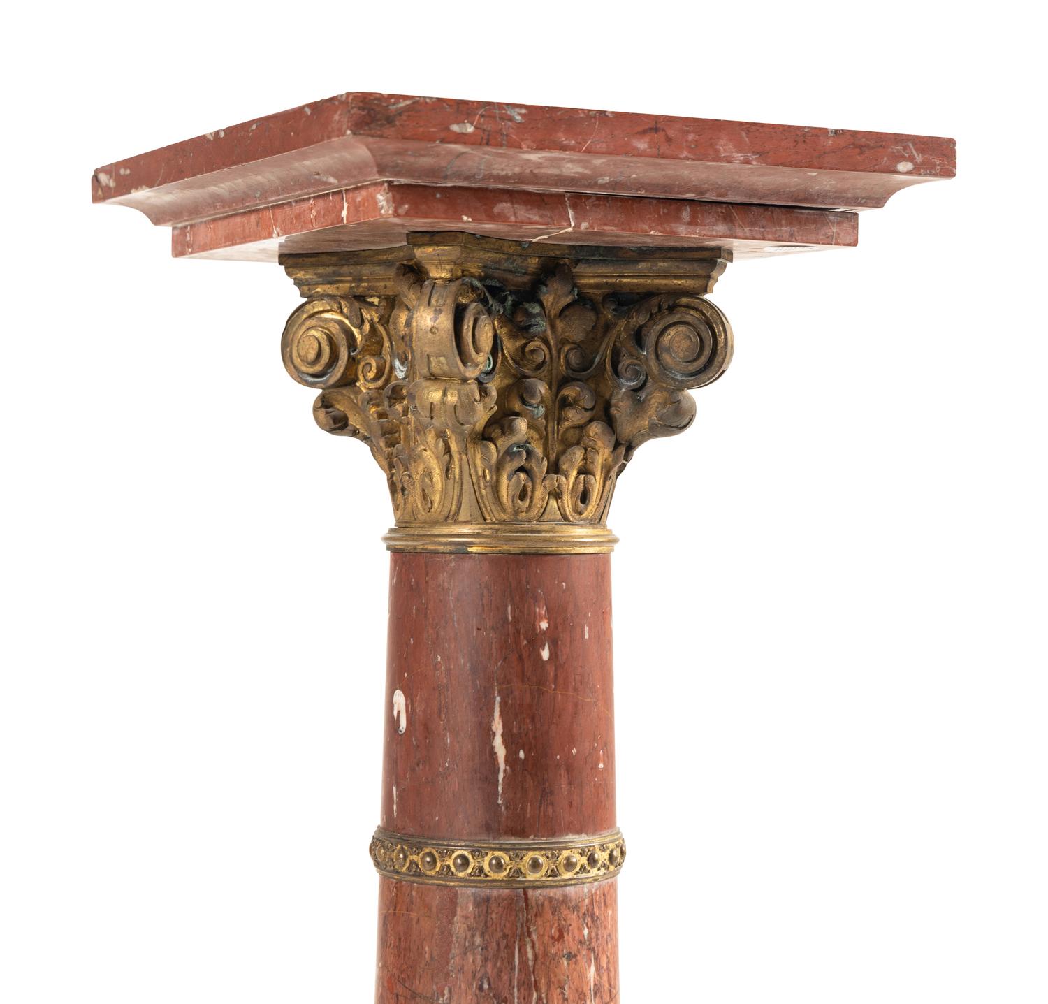 A French Gilt Bronze and Veined Red Marble Pedestal