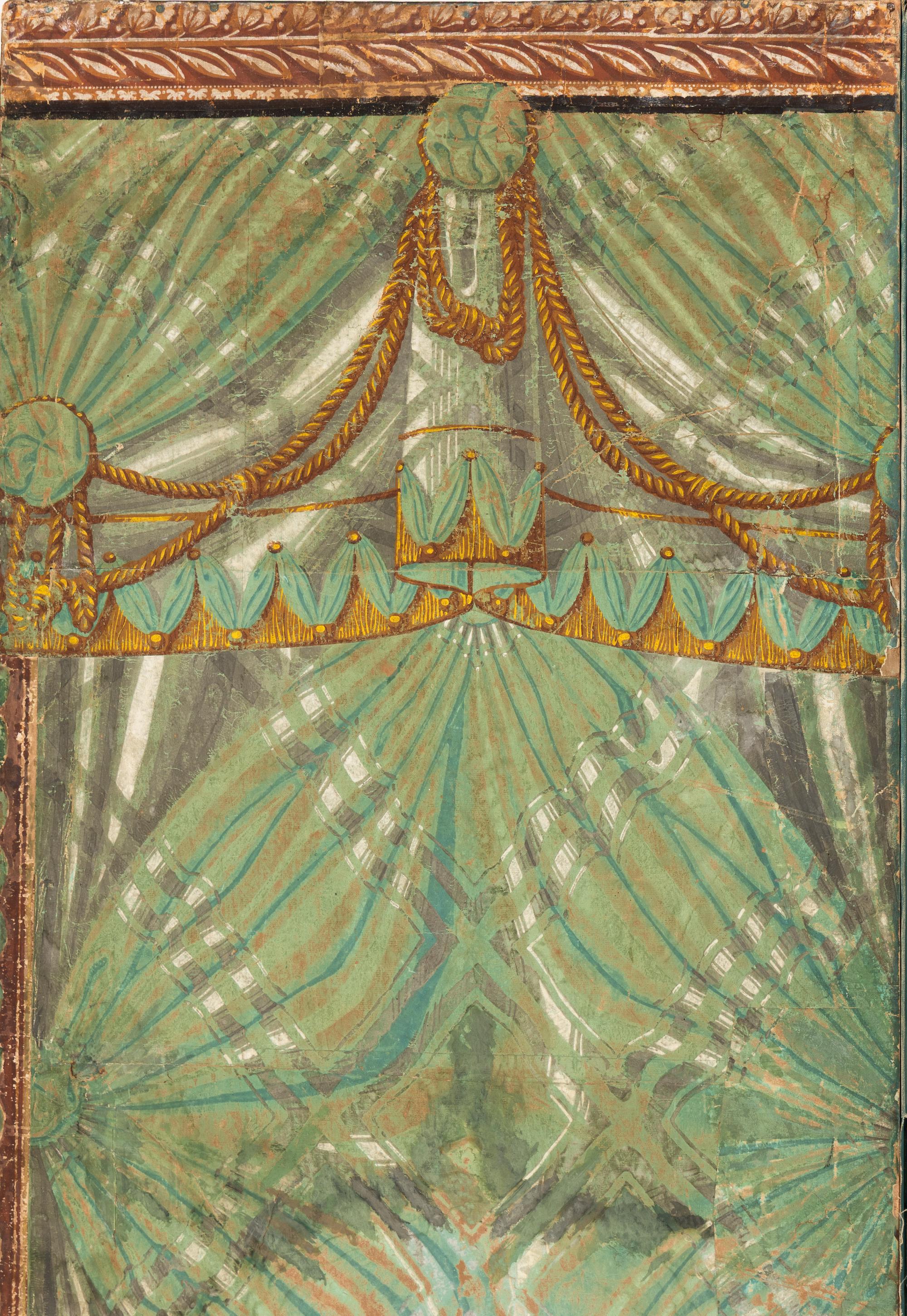 An American Four-Panel Wallpaper Floor Screen