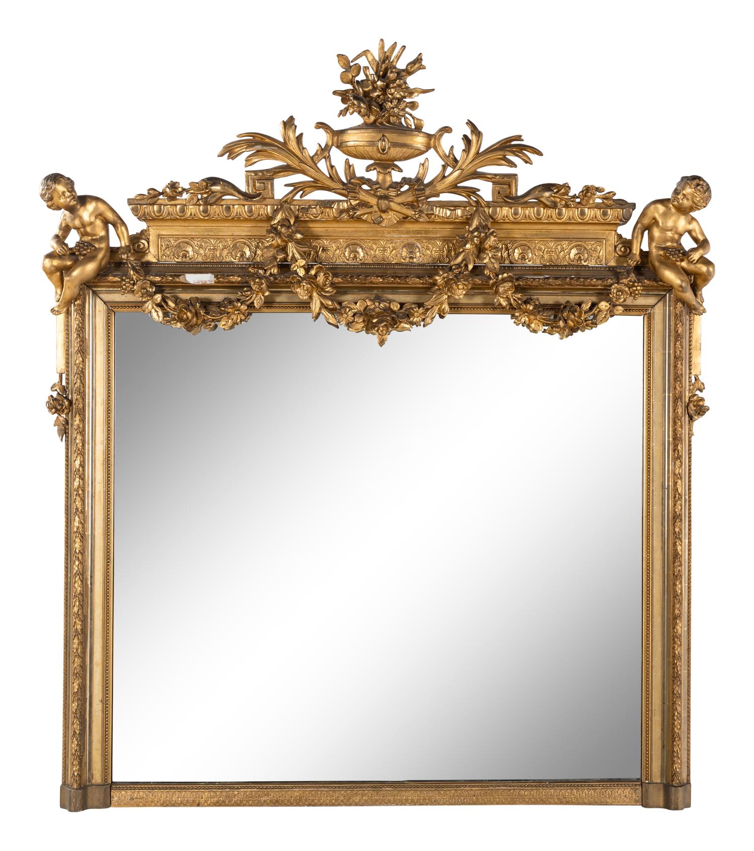 A Continental Giltwood Overmantel Mirror