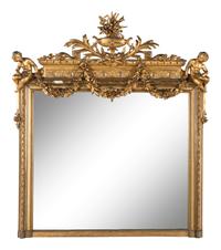 A Continental Giltwood Overmantel Mirror