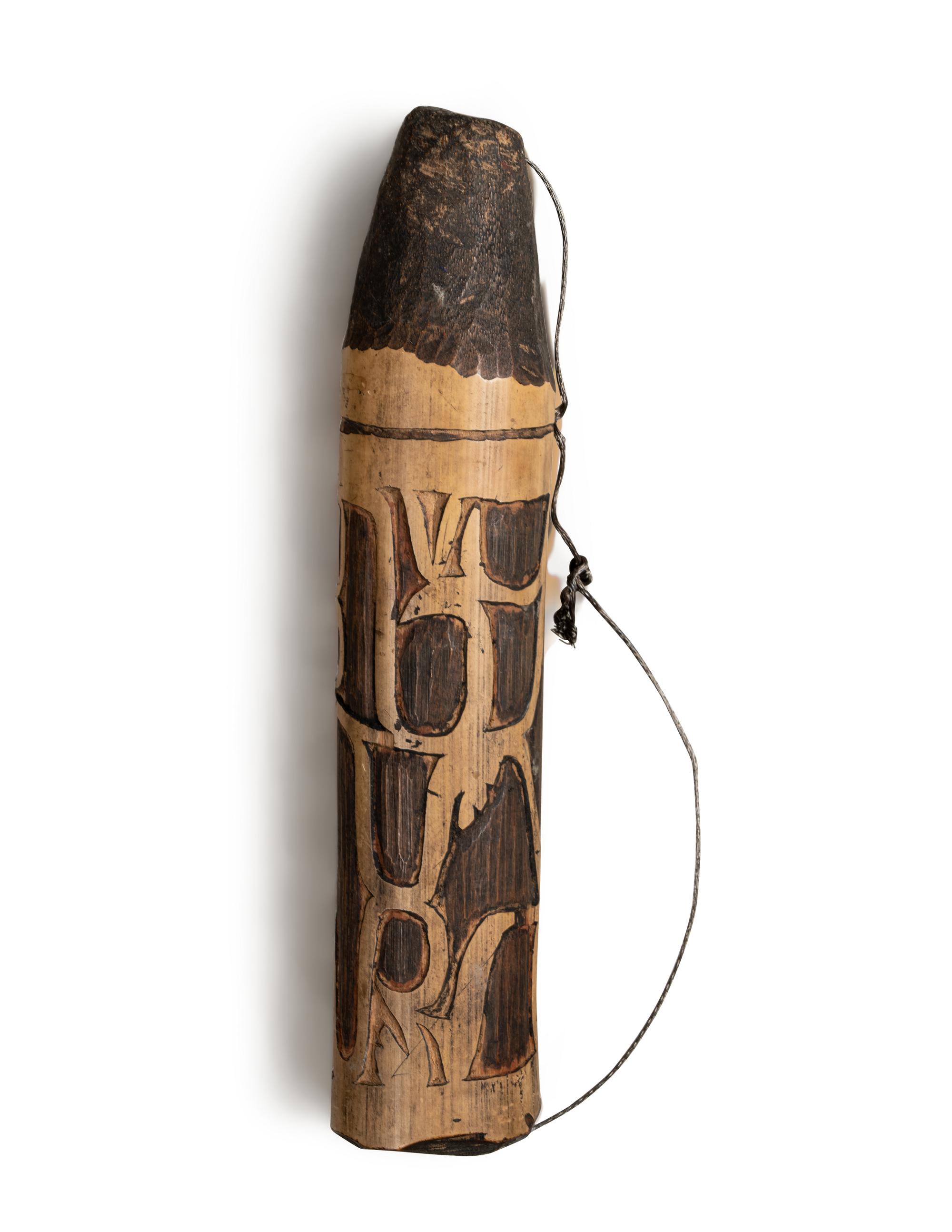 Two Polynesian Bows and a Carved Wood Sheath