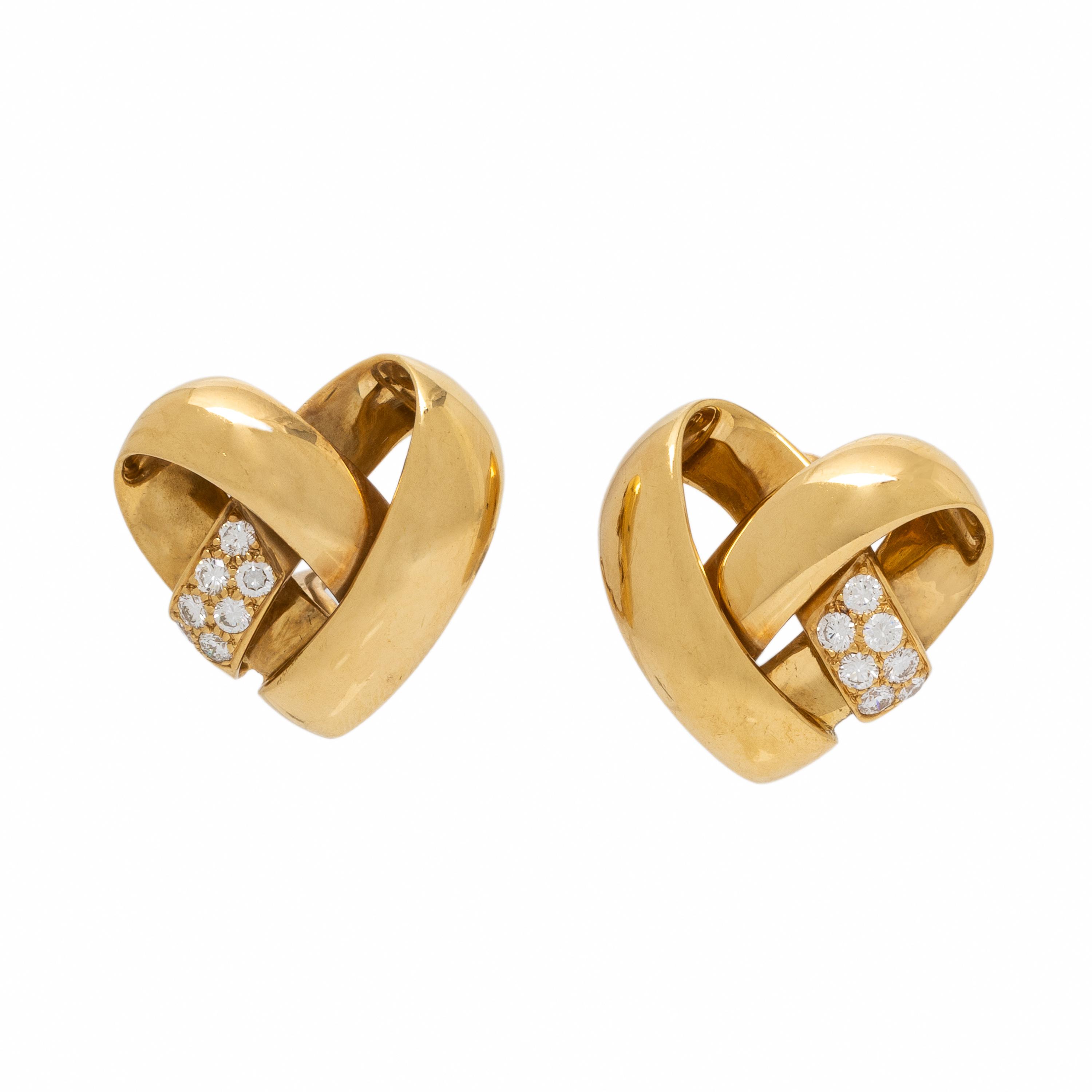Van Cleef & Arpels, Diamond and Yellow Gold Heart Earrings