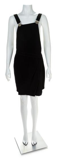 A Gianni Versace Black Wool Suspender Mini Dress, No size.