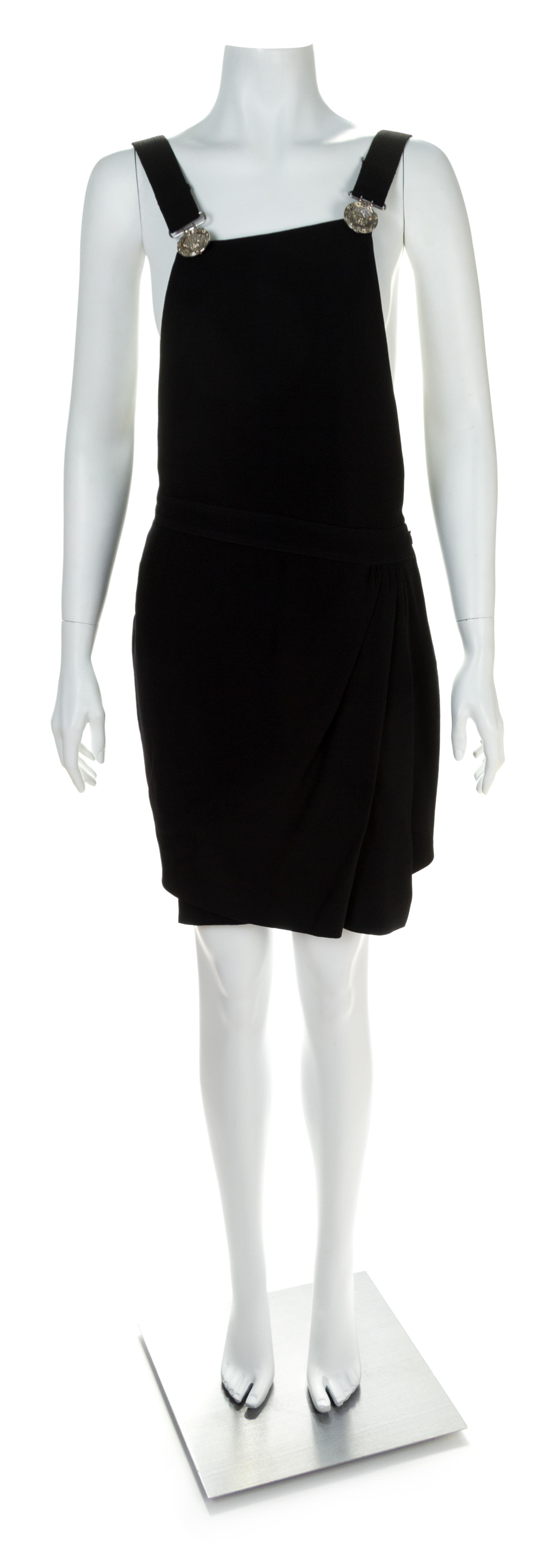 A Gianni Versace Black Wool Suspender Mini Dress, No size.