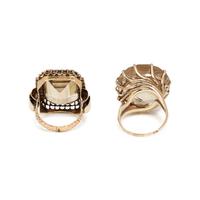 TWO CITRINE AND YELLOW GOLD RINGS