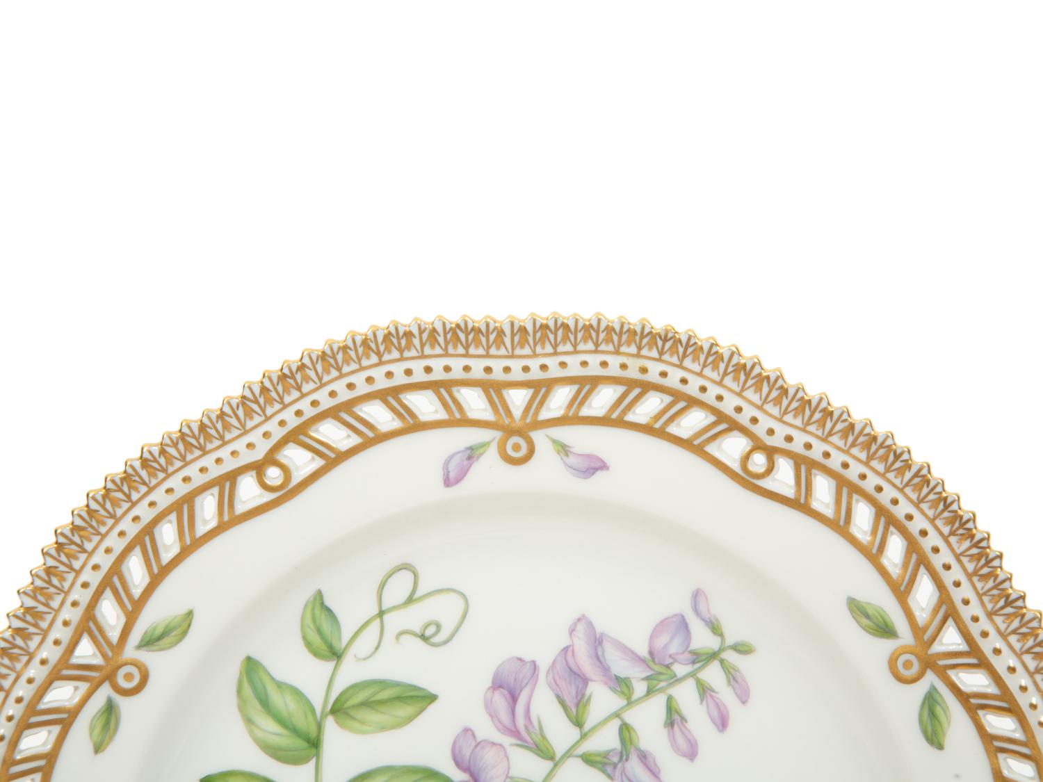 Fifteen Royal Copenhagen Flora Danica Reticulated Porcelain Dessert Plates