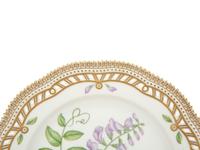 Fifteen Royal Copenhagen Flora Danica Reticulated Porcelain Dessert Plates