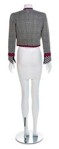 Atelier Versace Houndstooth Jacket with Pink Trim, 1990s