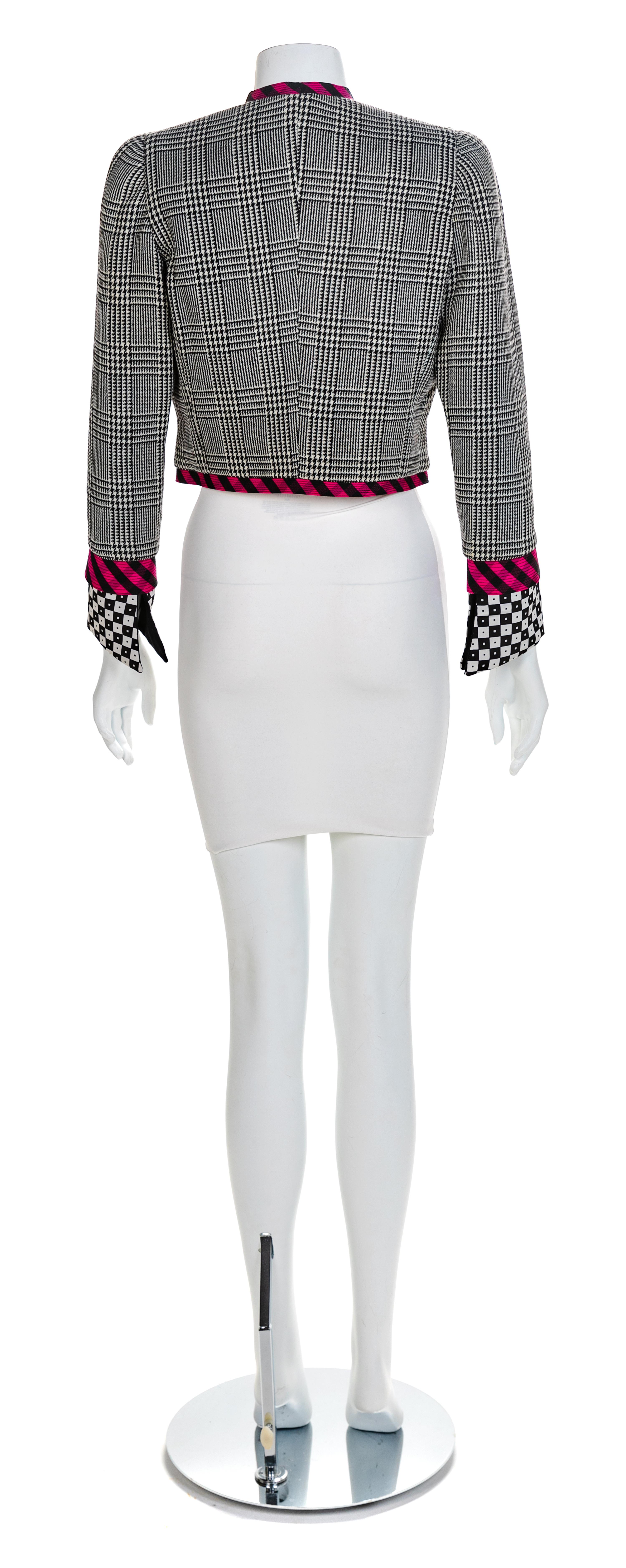 Atelier Versace Houndstooth Jacket with Pink Trim, 1990s