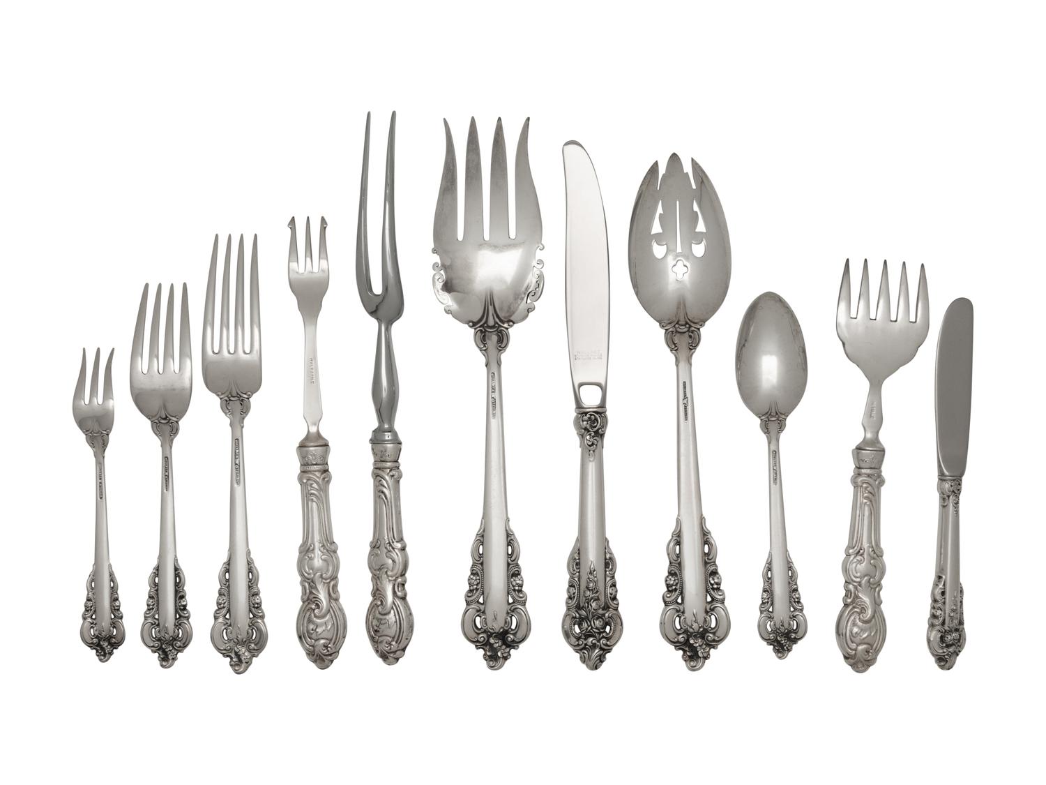 A Wallace Grand Baroque Silver Flatware Service