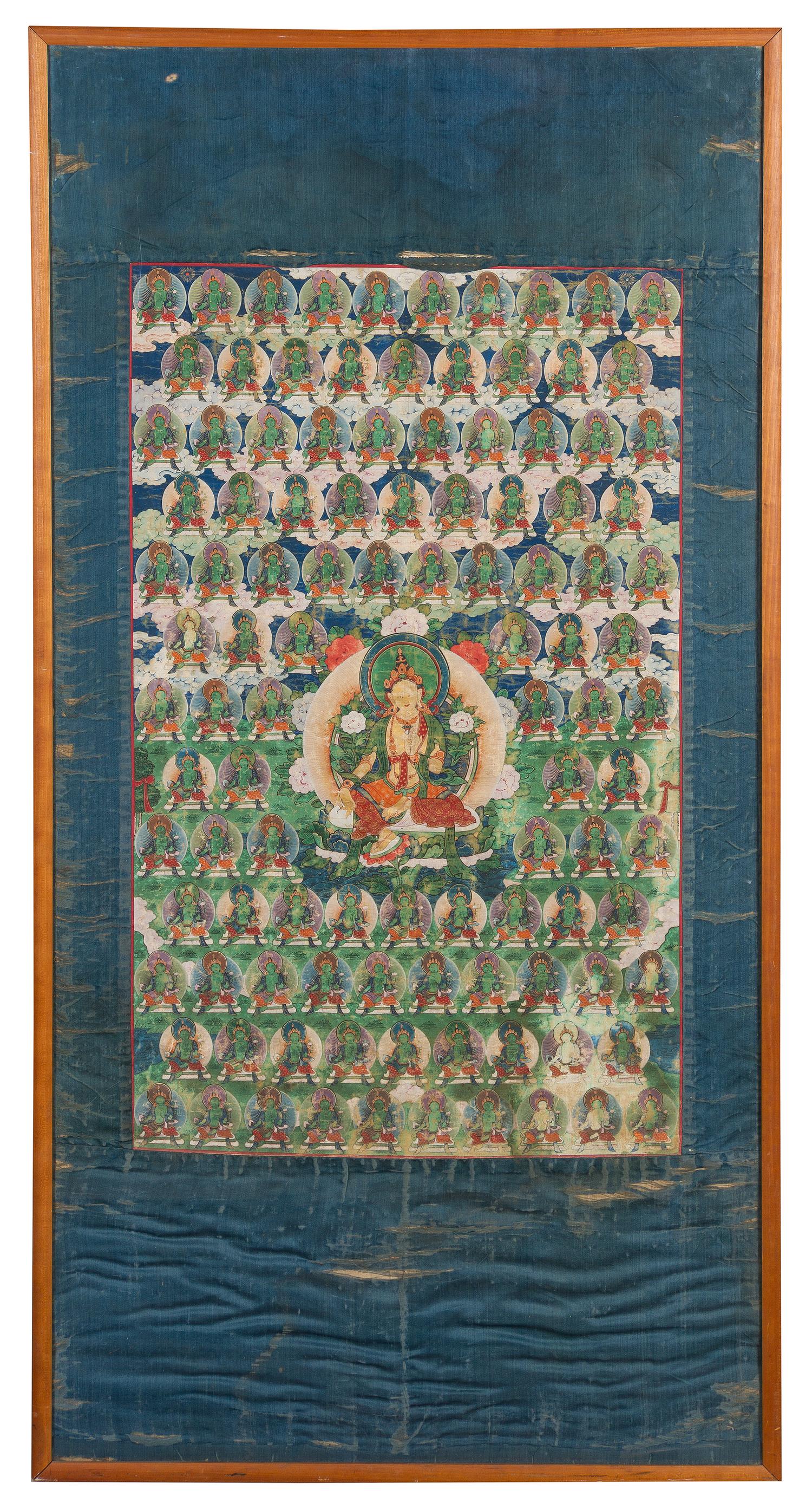 A Tibetan Thangka 18TH/19TH CENTURY 33 X 20 1/4 inches. — 18TH/19TH CENTURY