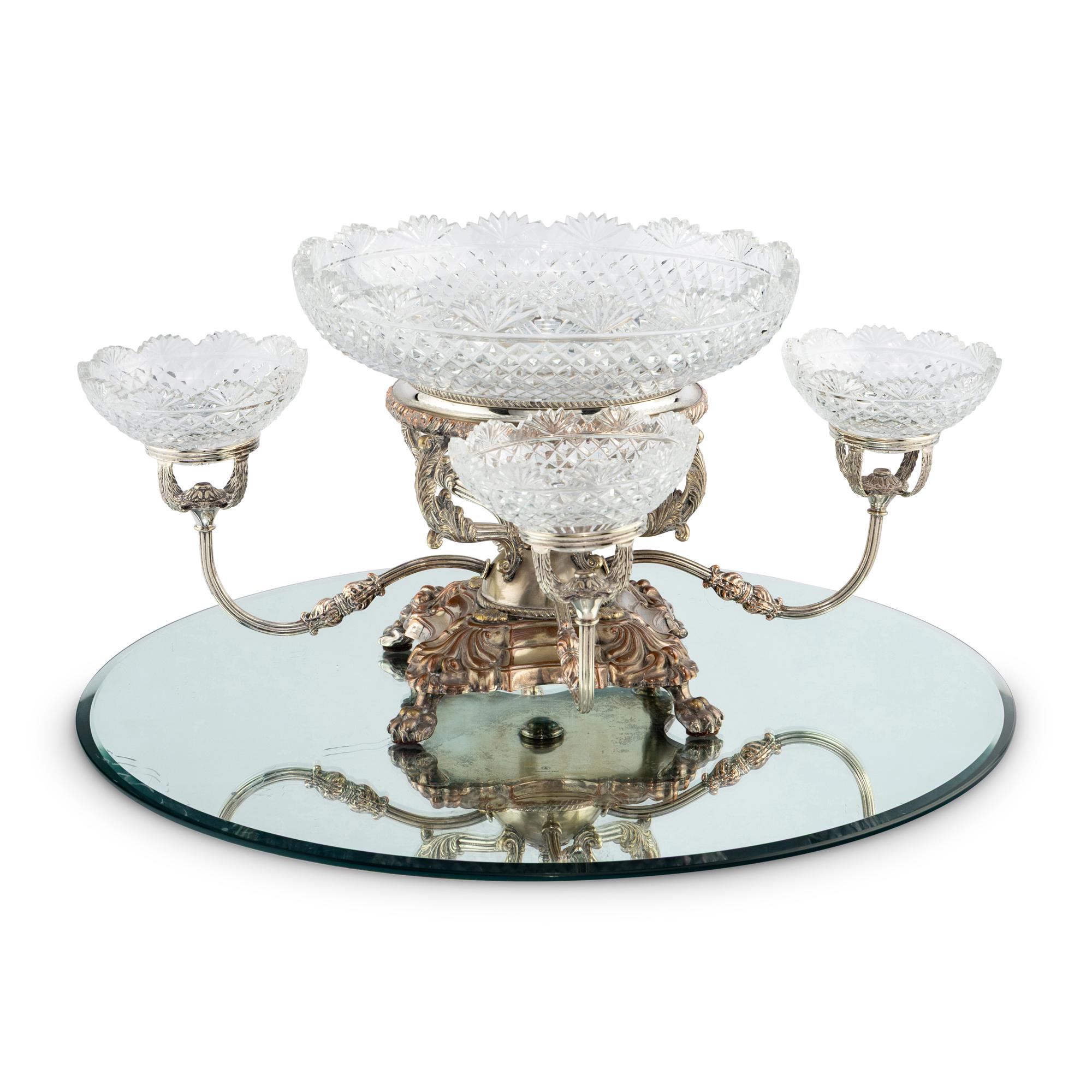 An English Silver-Plate and Cut Glass Epergne