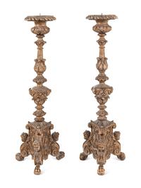 A Pair of Italian Giltwood Pricket Sticks