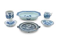 Six Chinese Blue and White Porcelain Wares