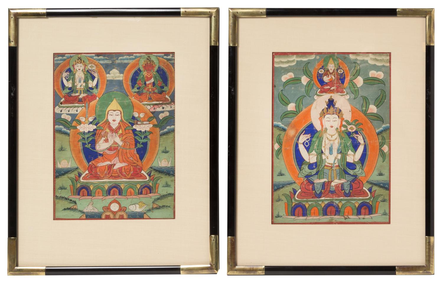 Two Tibetan Thangkas 13 x 9 1/4 inches (each image). — 20TH CENTURY