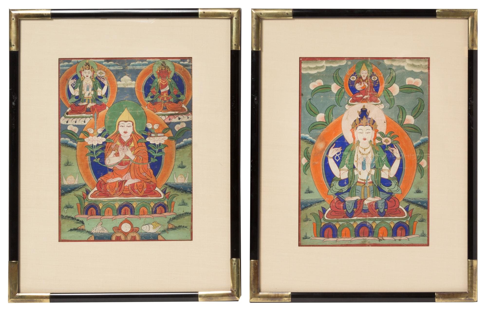 Two Tibetan Thangkas 13 x 9 1/4 inches (each image). — 20TH CENTURY