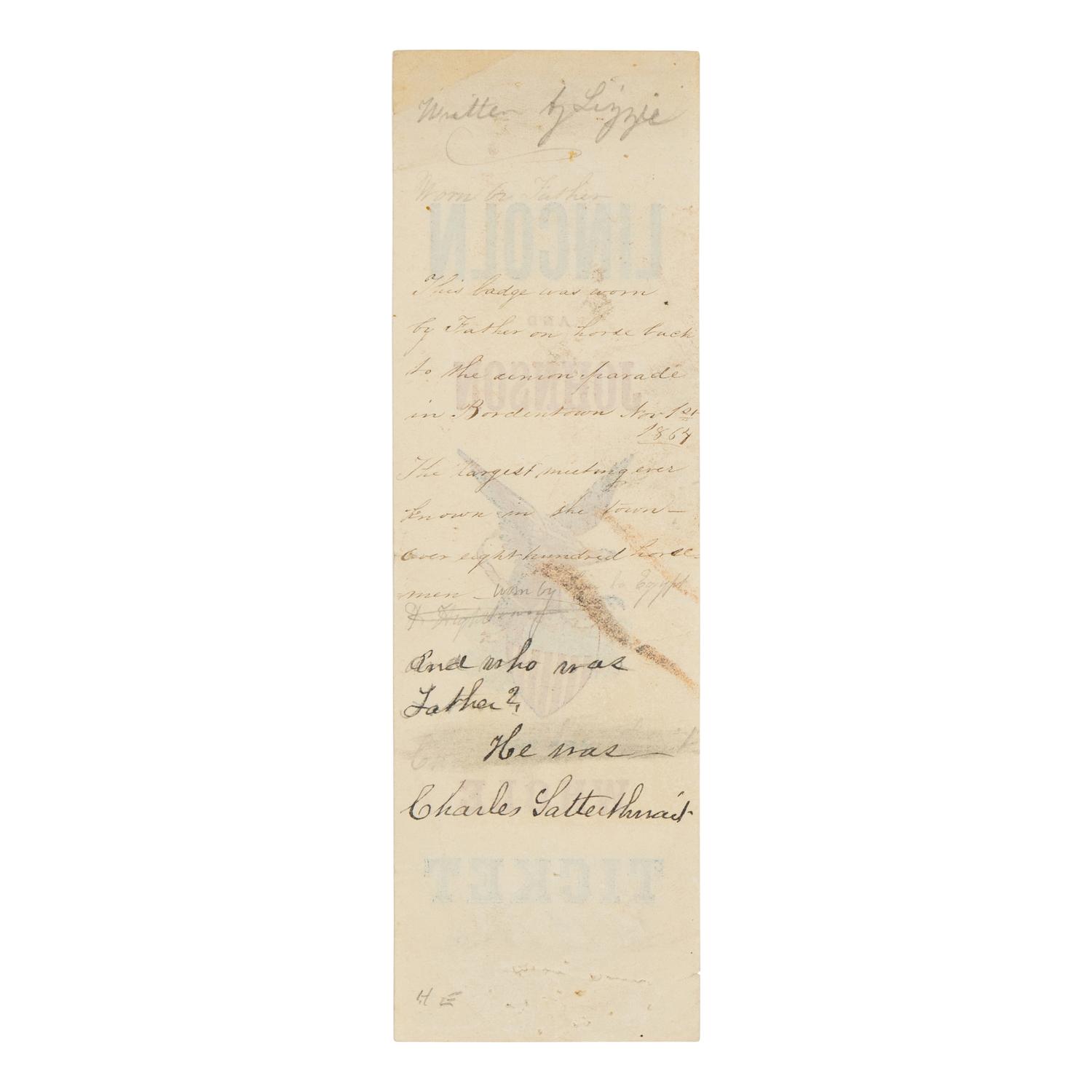 [LINCOLN-JOHNSON CAMPAIGN]. Lincoln and Johnson and the Whole Ticket . [Bordentown, N.J., 1864].