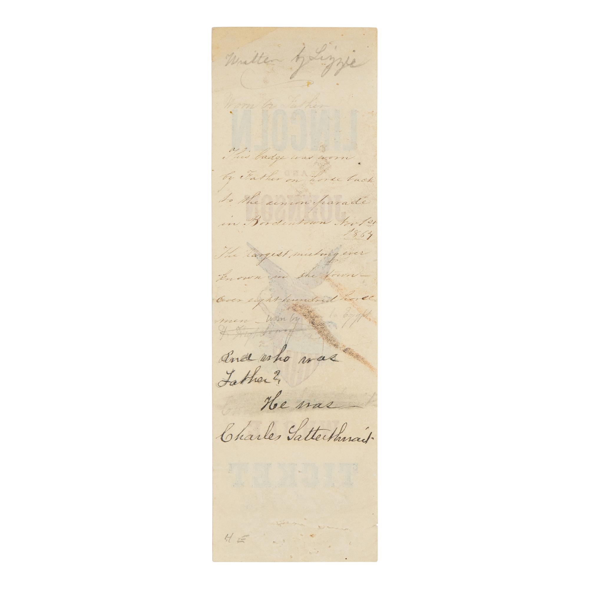 [LINCOLN-JOHNSON CAMPAIGN]. Lincoln and Johnson and the Whole Ticket . [Bordentown, N.J., 1864].