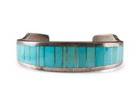 Silver and Channel Inlay Turquoise Cuff Bracelet