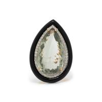 PRASIOLITE, BLACK ONYX, AND DIAMOND RING