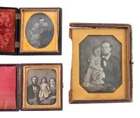 [EARLY PHOTOGRAPHY]. 16 daguerreotypes and ambrotypes with affectionately posed adults and children