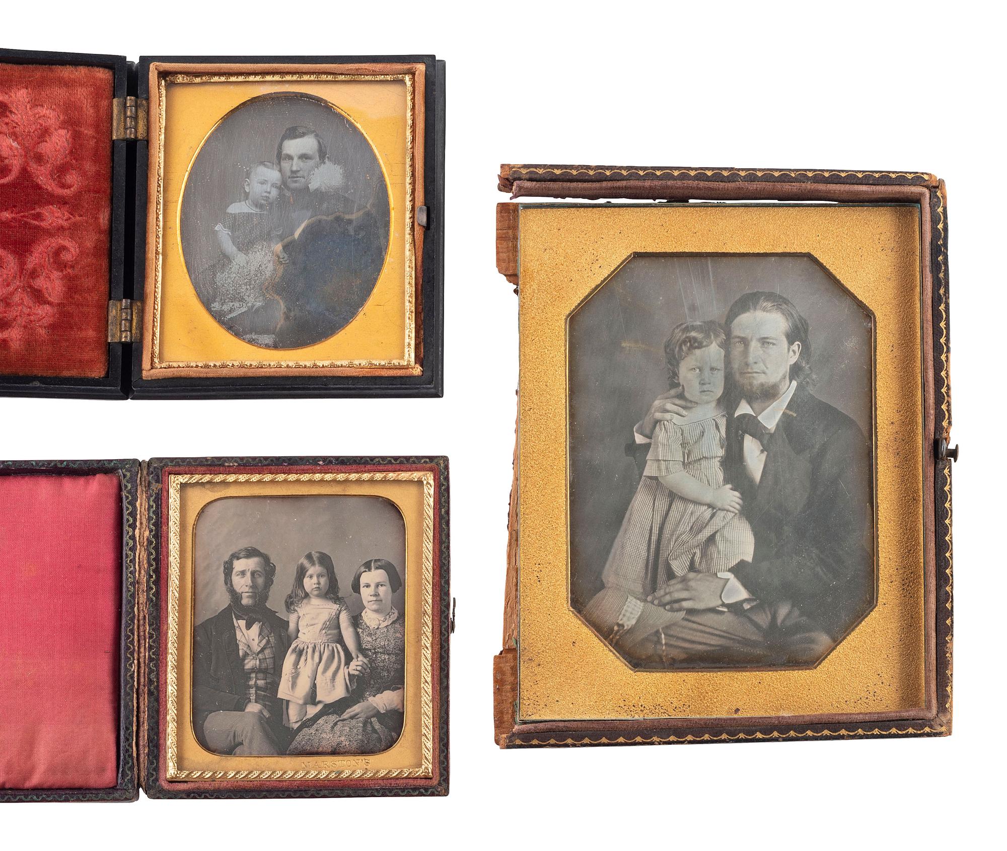 [EARLY PHOTOGRAPHY]. 16 daguerreotypes and ambrotypes with affectionately posed adults and children