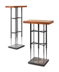 Two Contemporary Iron and Cherry Pedestals
