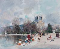 Jules Rene Herve, (French, 1887-1981), Parisian Street Scene