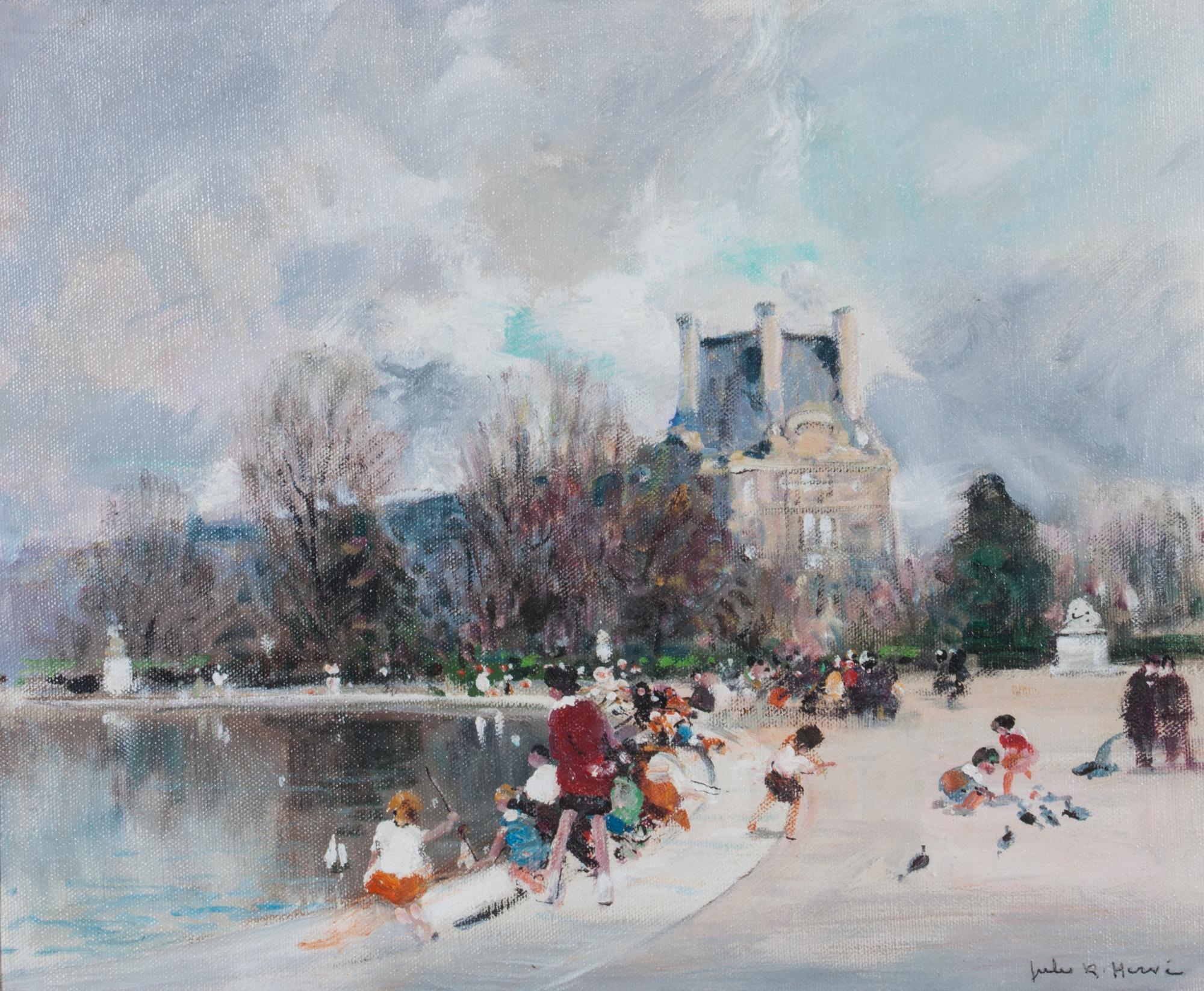 Jules Rene Herve, (French, 1887-1981), Parisian Street Scene