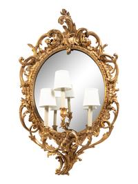 A Pair of Louis XV Style Giltwood Girandole Mirrors