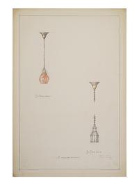 A Collection of Pencil and Ink Prototype Drawings for Beardslee Chandelier Co.