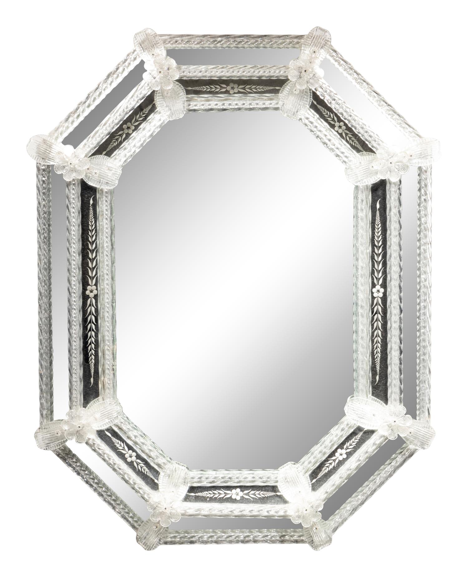 A Venetian Etched Glass Mirror