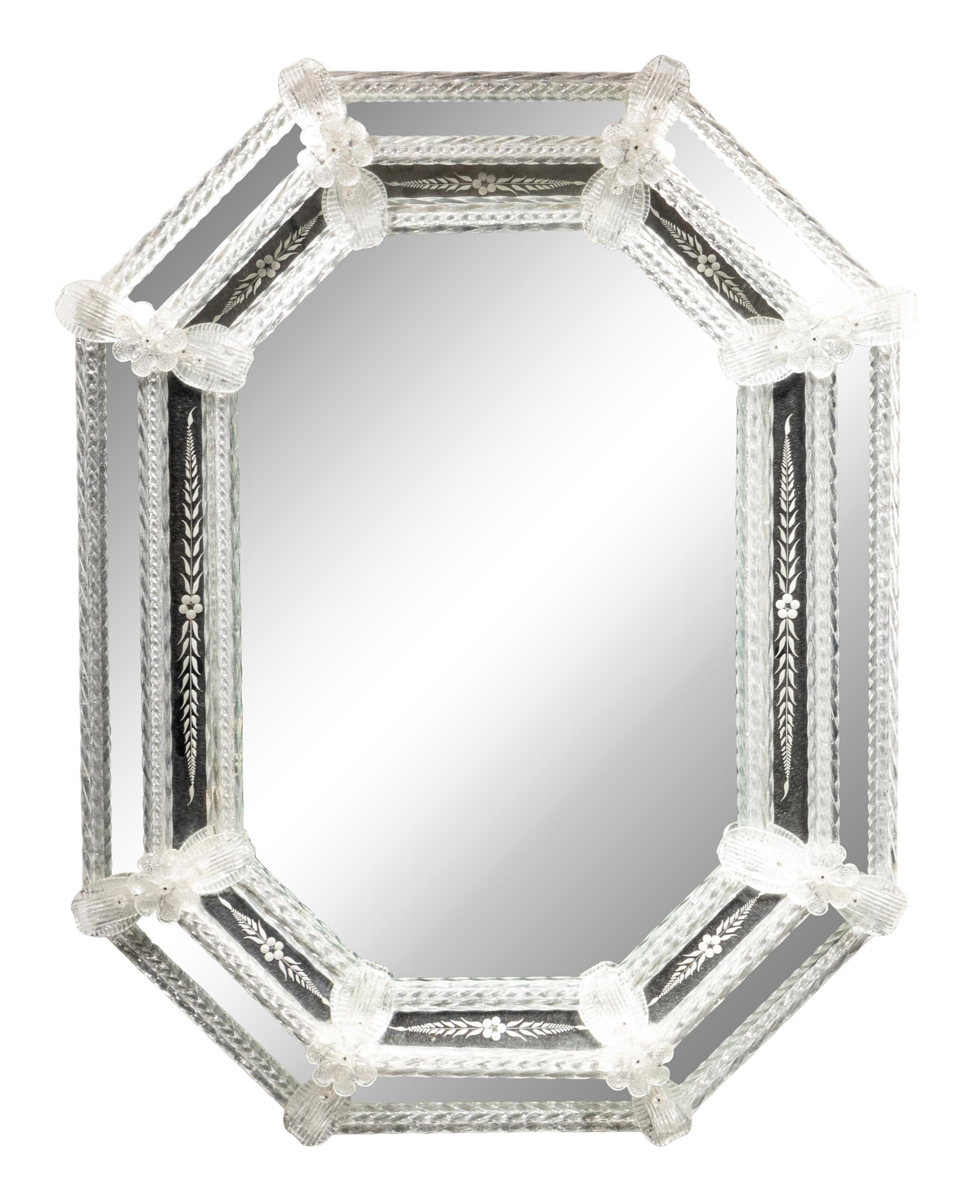 A Venetian Etched Glass Mirror