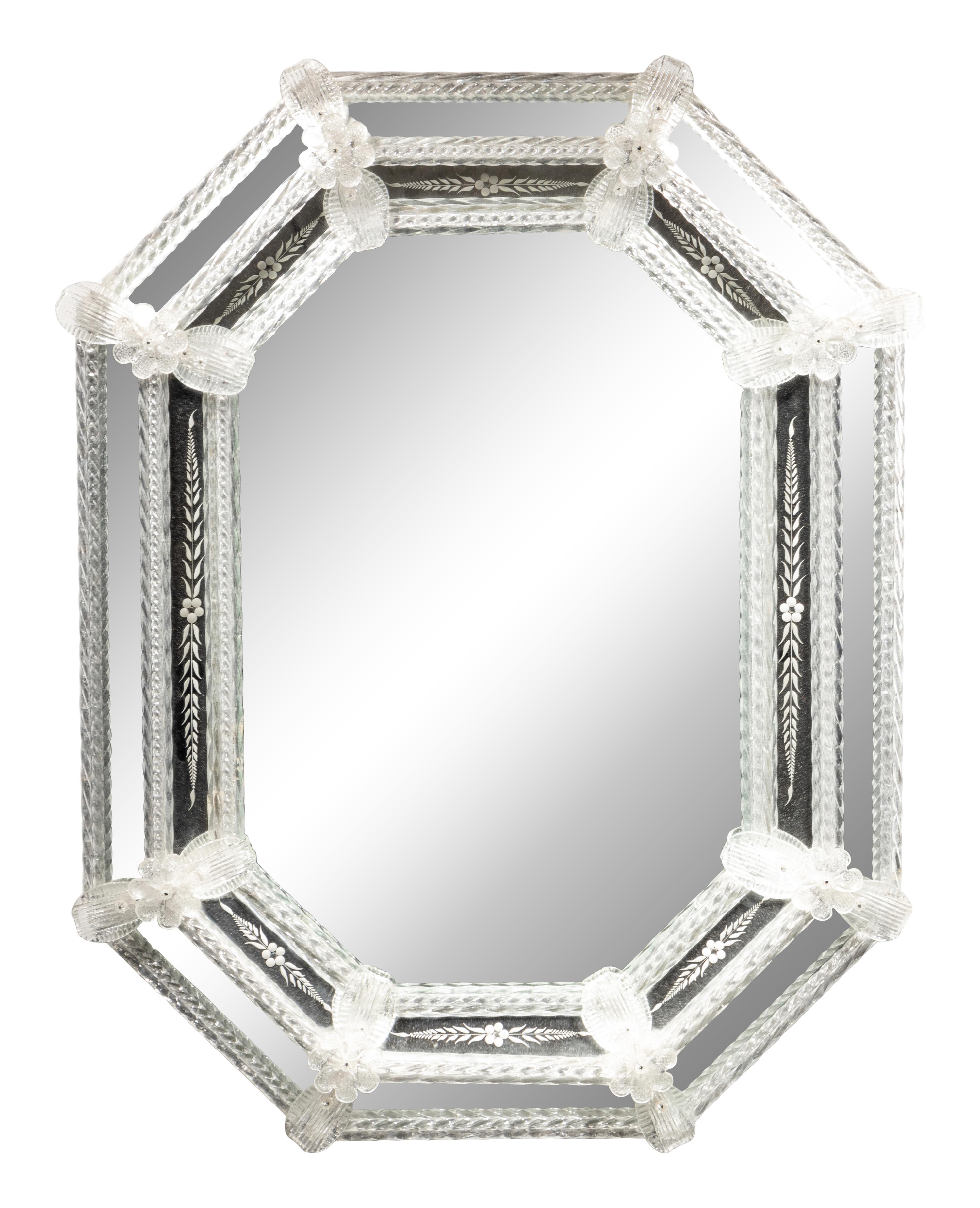 A Venetian Etched Glass Mirror
