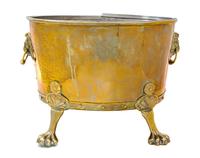 An English Brass Jardiniere Height 12 3/4 x length 17 1/2 inches. — 20TH CENTURY