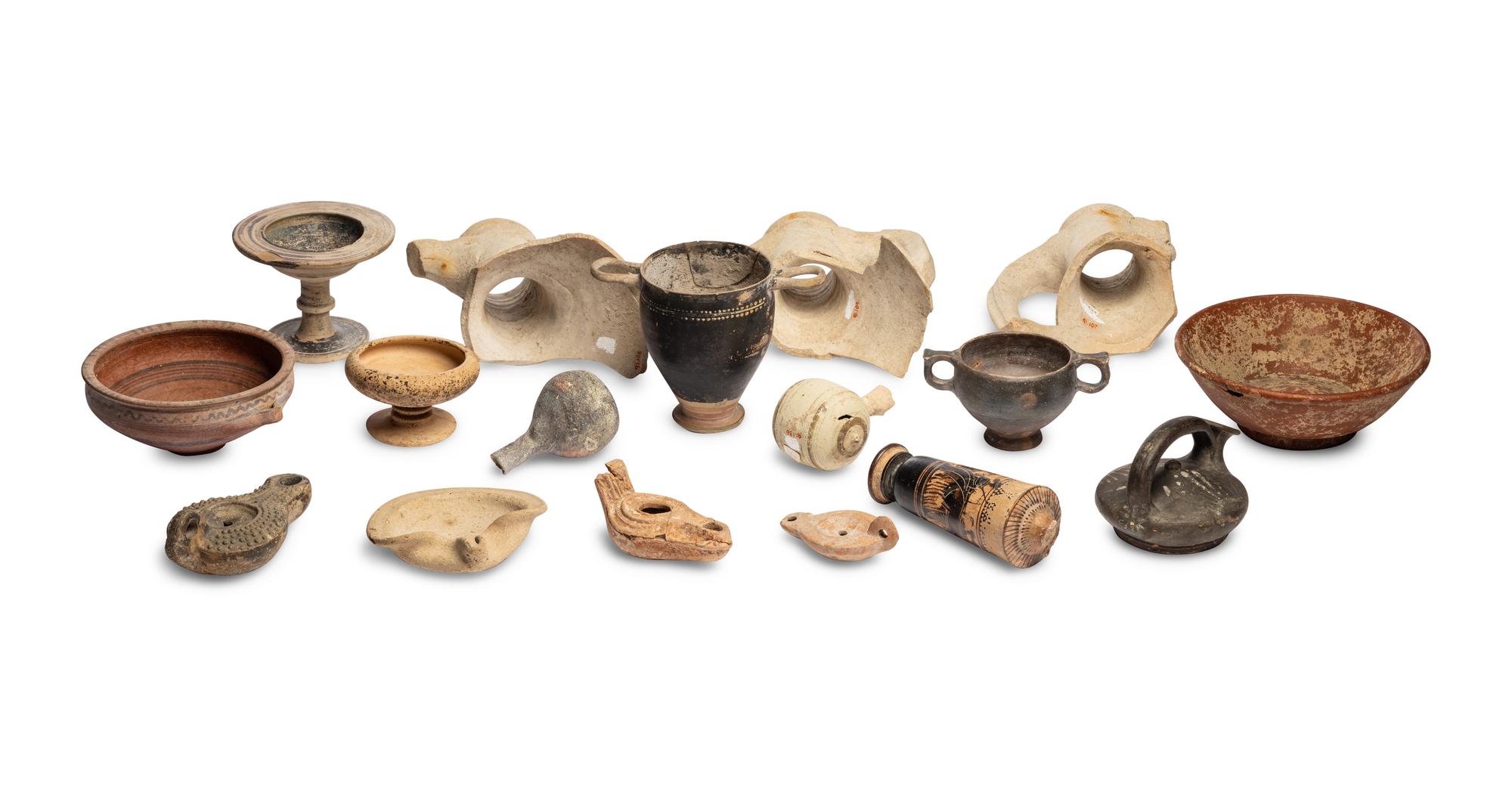 Seventeen Greco-Roman Fragmentary Vessels and Oil Lamps