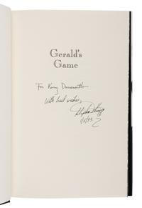KING, Stephen (b. 1947). Gerald's Game. New York: Viking, 1992.