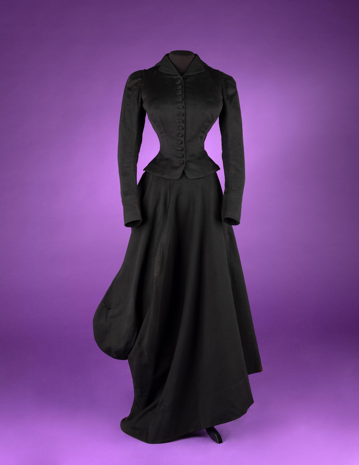 Collection of Four 19th Century Black Wool Riding Clothes, 1880-1890