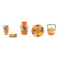 A Group of Five Clarice Cliff Melon (Picasso Fruit) Ceramic Table Articles