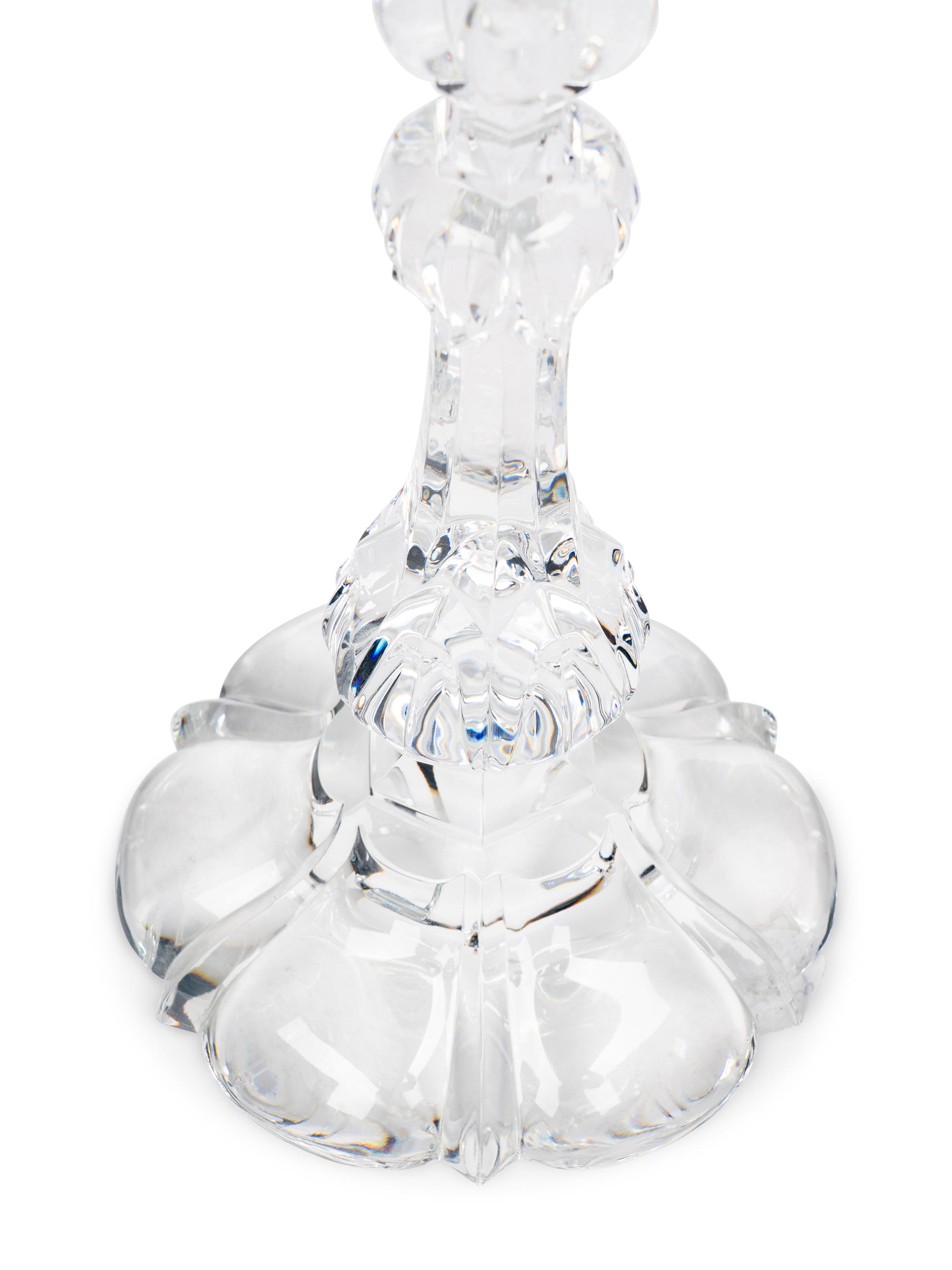 A Pair of Baccarat Leaf Glass Candlesticks