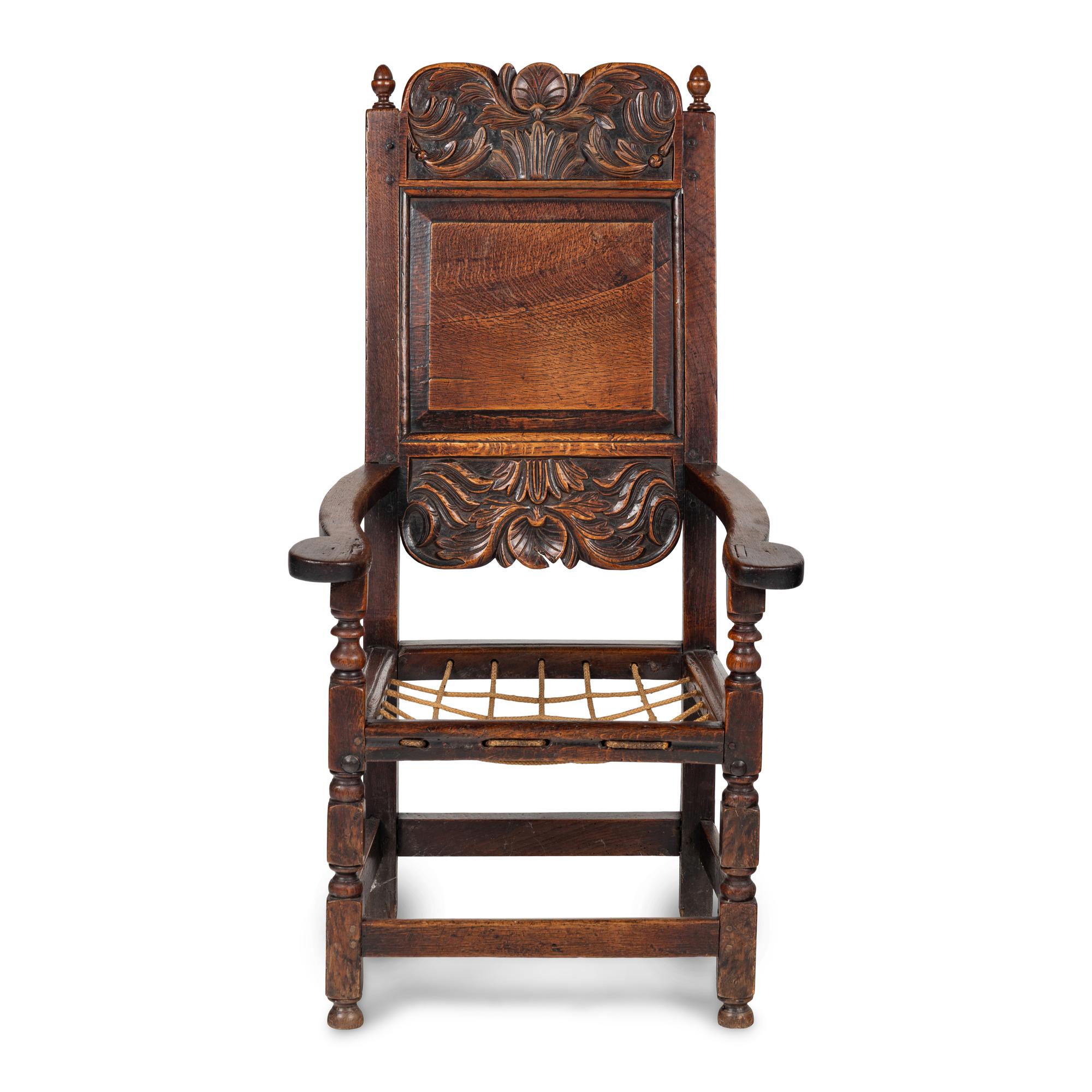 A William and Mary Oak Armchair